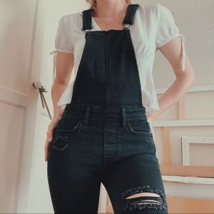 Black denim overalls